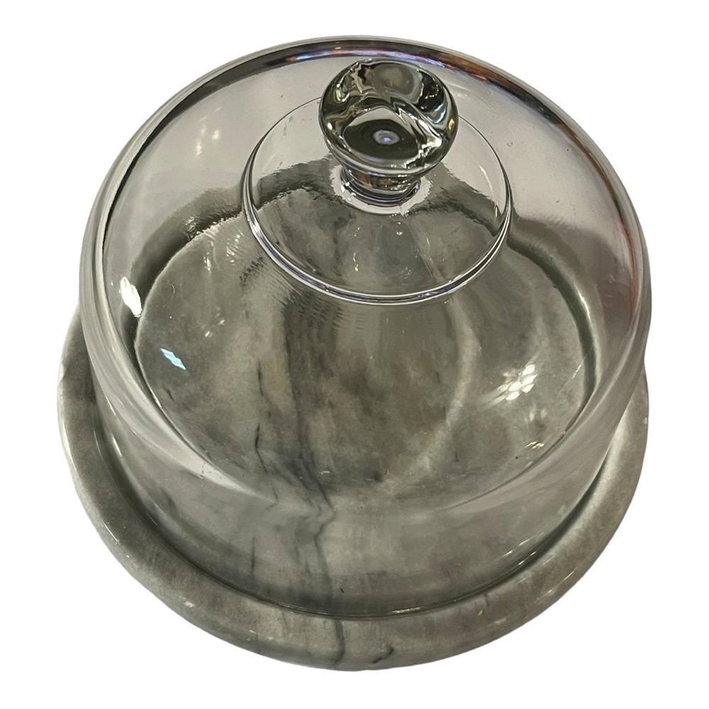 𝅺MARBLE round cheese severer clear dome Himark holiday entertaining party